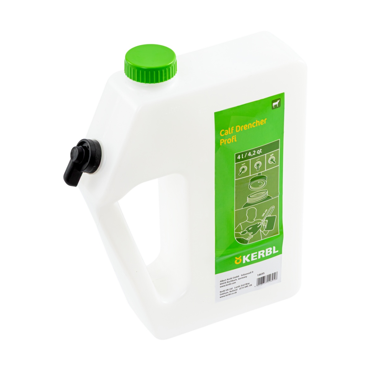 Bidon de administrare lichide pentru viței, cu drenaj, 4 litri