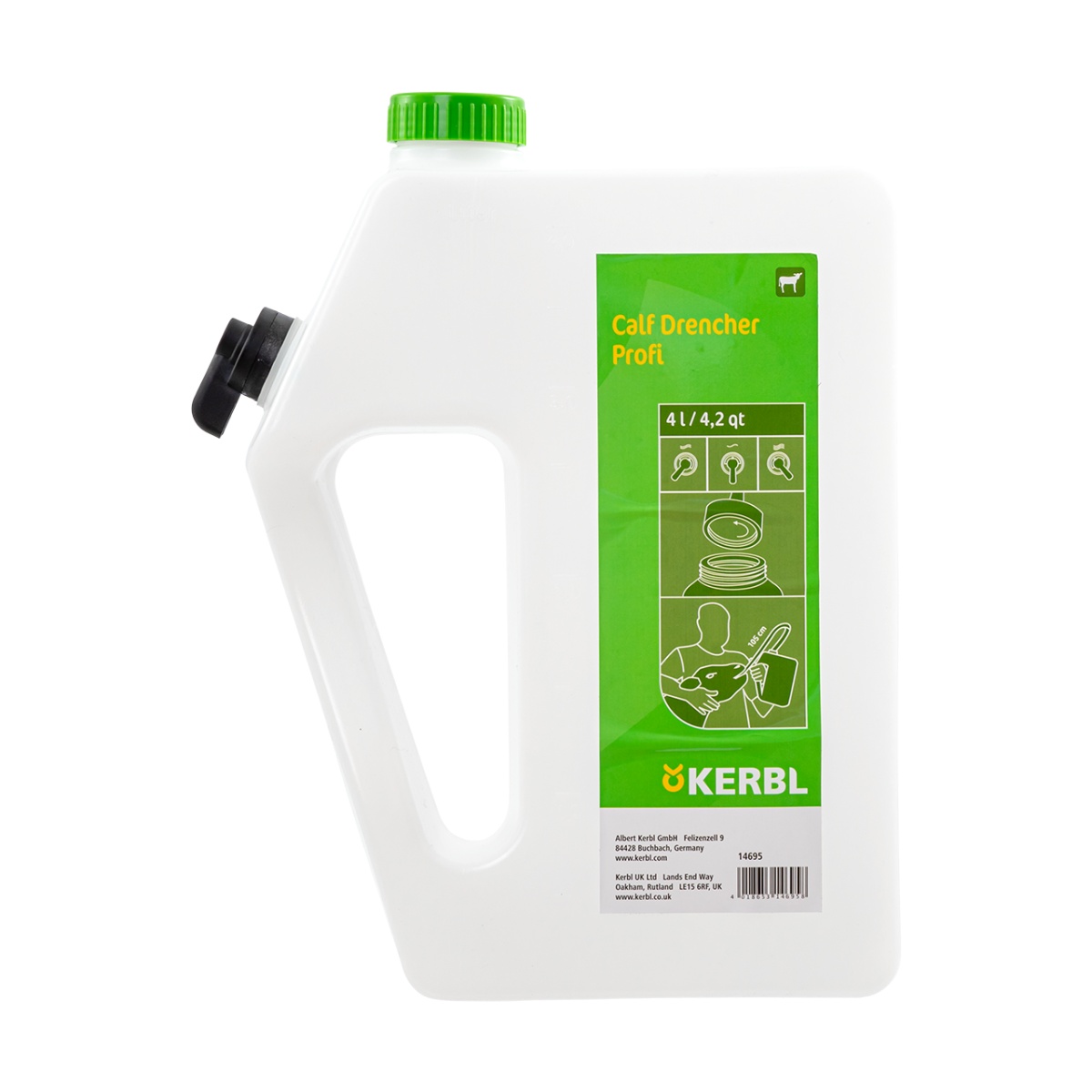 Bidon de administrare lichide pentru viței, cu drenaj, 4 litri