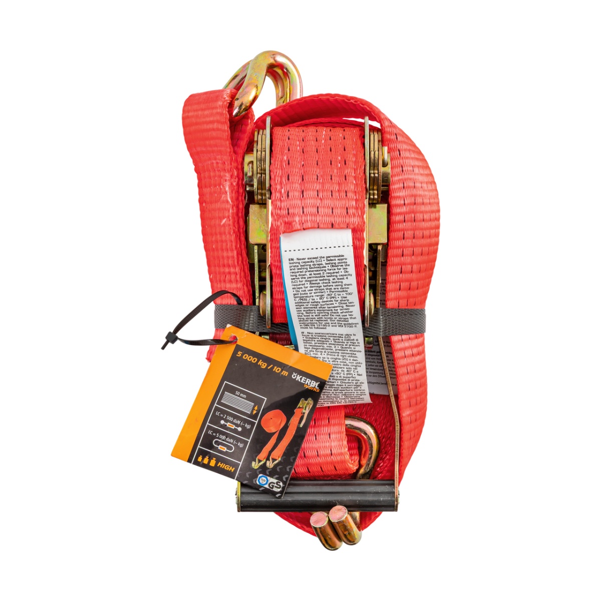 Chingă de ancoraj cu clichet, roşu, 5000 kg, 50 mm × 10 m