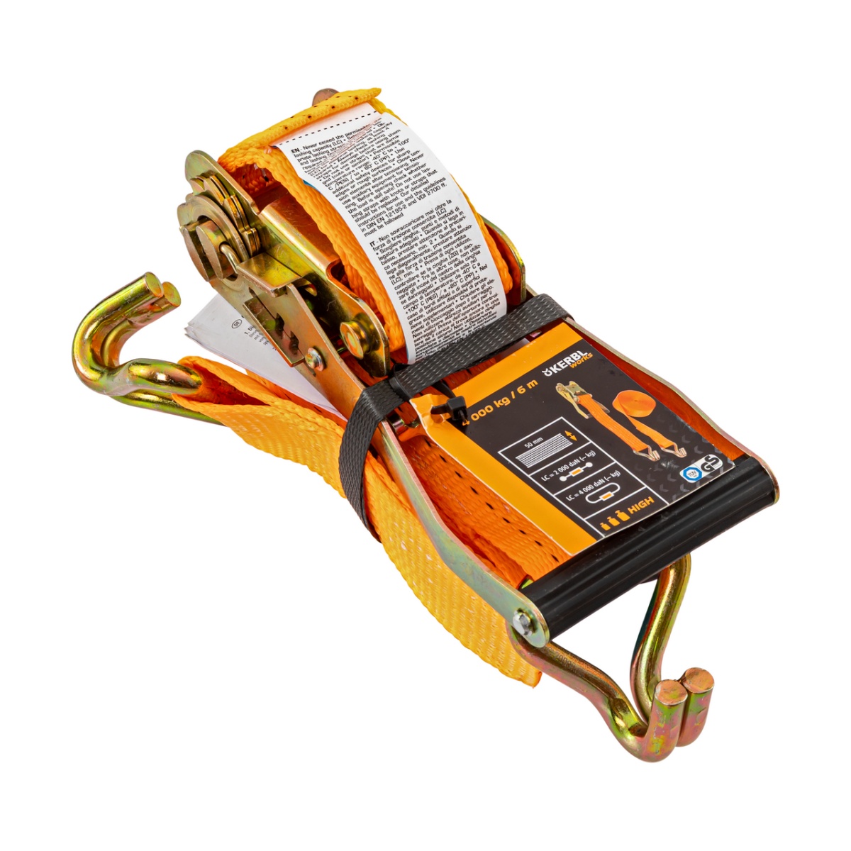 Chingă de ancoraj cu clichet, portocaliu, 4000 kg, 50 mm × 6 m