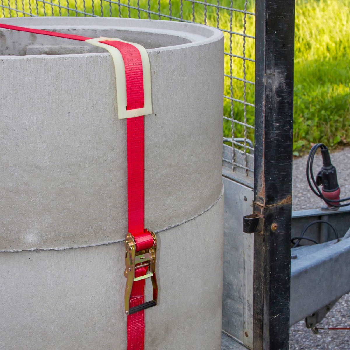 Chingă de ancoraj cu clichet, roșu, 5000 kg, 50 mm × 8 m