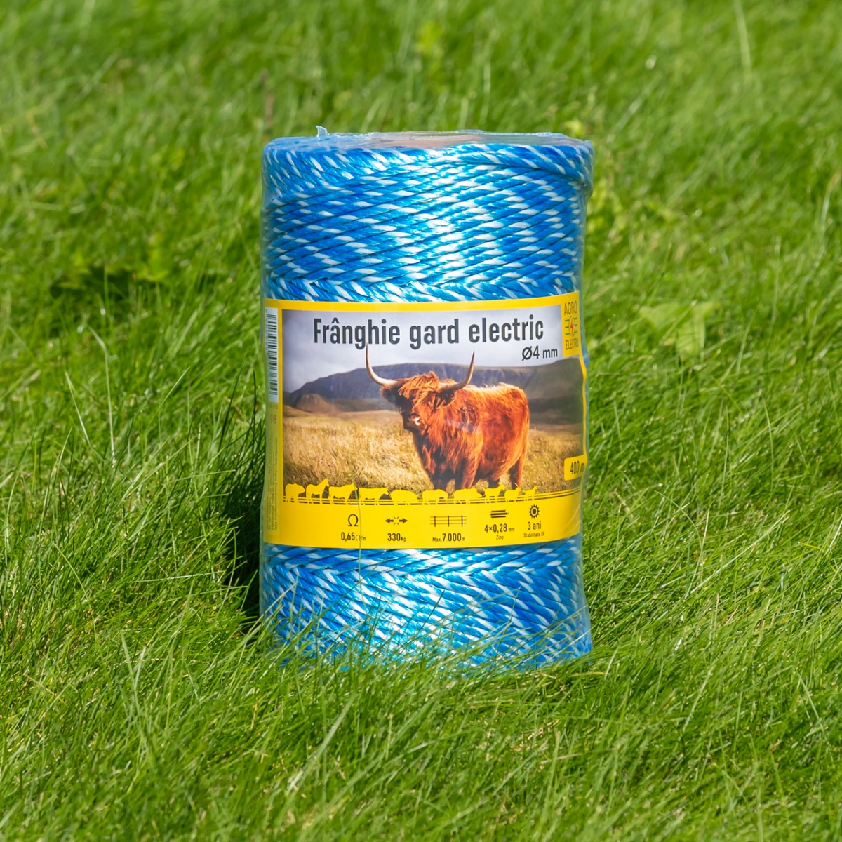 Frânghie gard electric - 400 m - 330 kg - 0,65 Ω/m