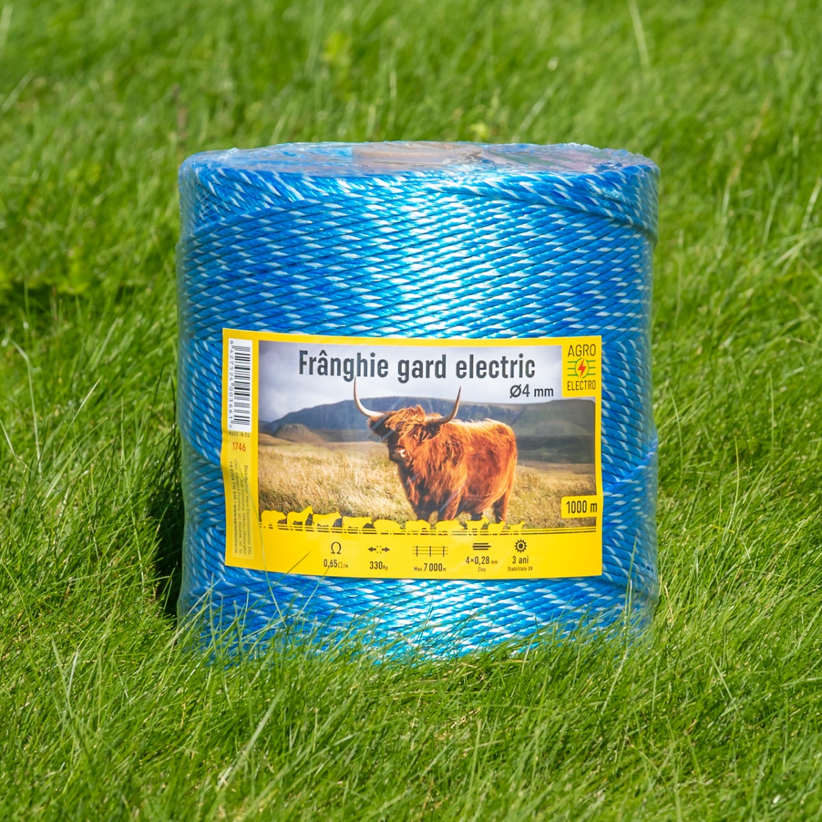 Frânghie gard electric - 1000 m - 330 kg - 0,65 Ω/m