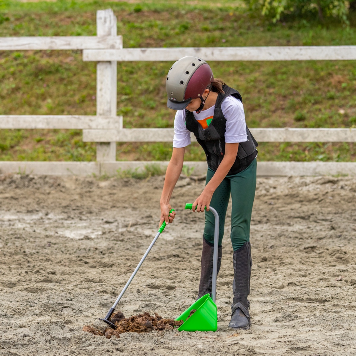 Lopată Mistboy Mini cu greblă, verde, 60 cm