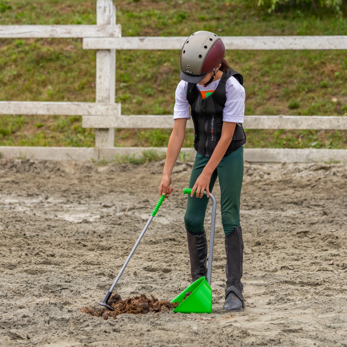 Lopată Mistboy Mini cu greblă, verde, 60 cm