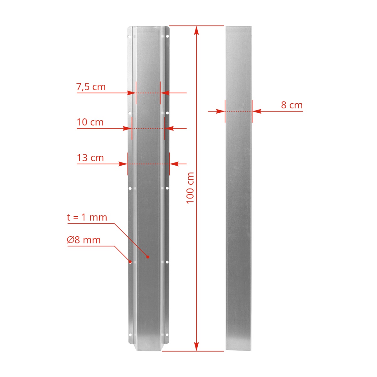 Tablă de protecție pentru țevi de adăpare, 100 cm