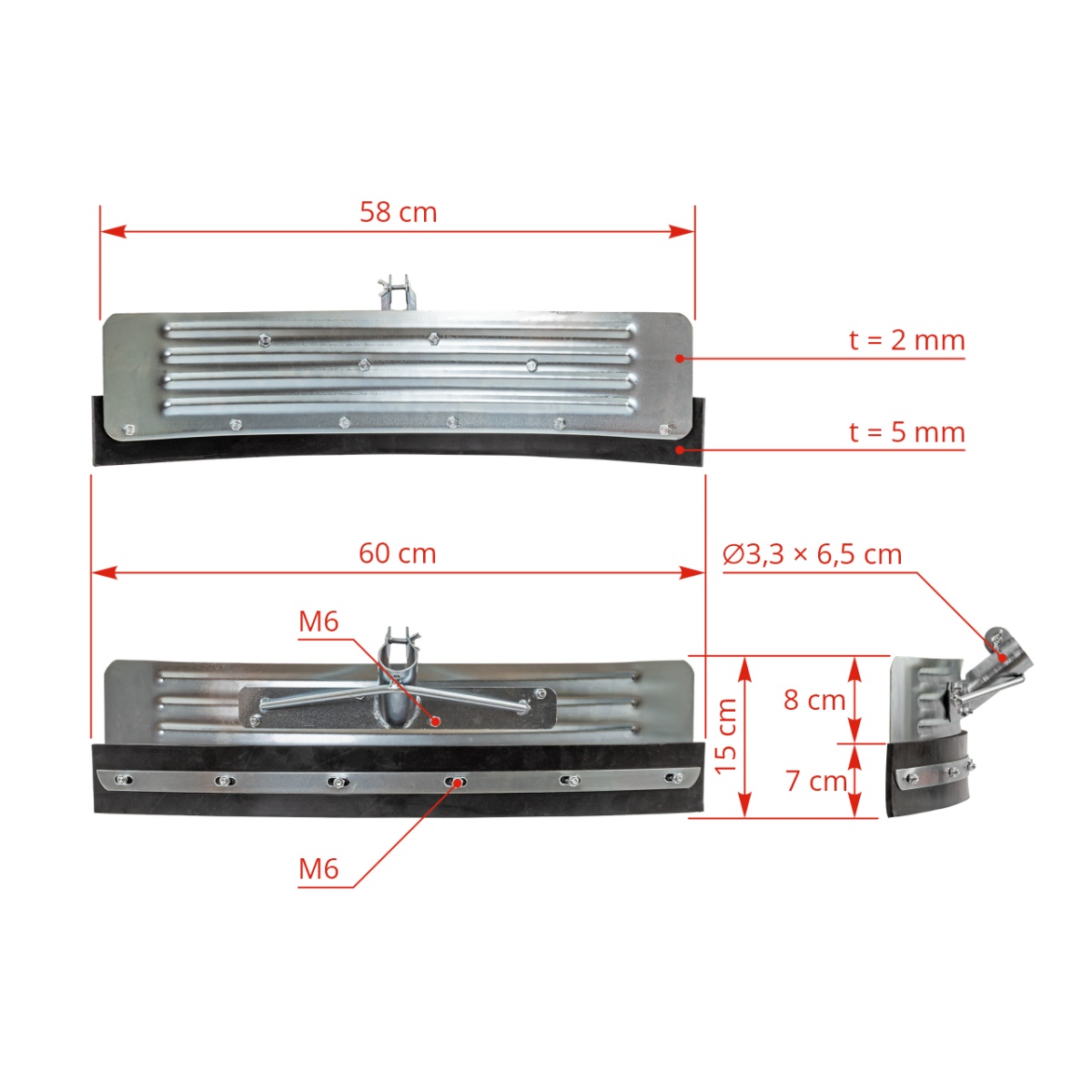 Racletă curbată pentru curățarea bălegarului, zincată, 58 cm