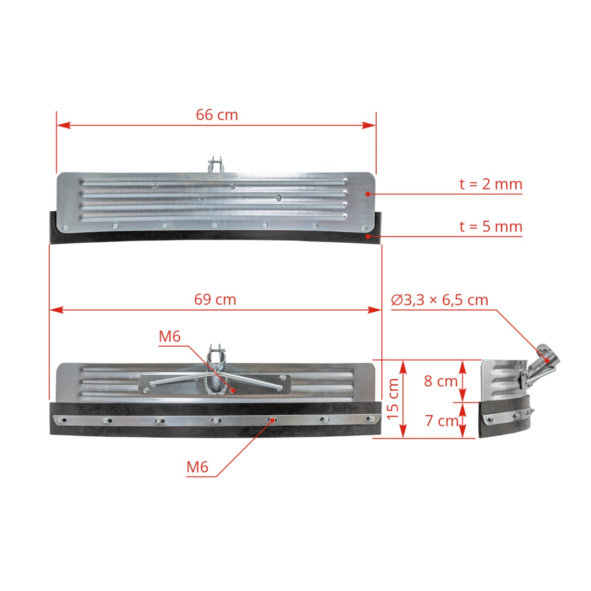 Racletă curbată pentru curățarea bălegarului, zincată, 66 cm
