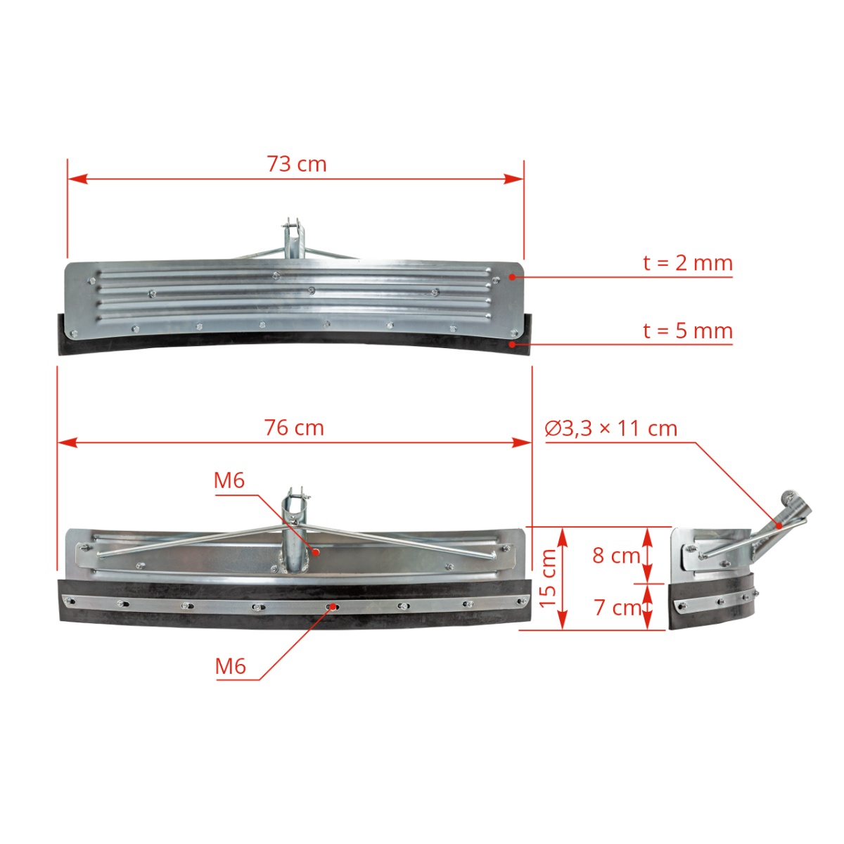 Racletă curbată pentru curățarea bălegarului, zincată, 73 cm