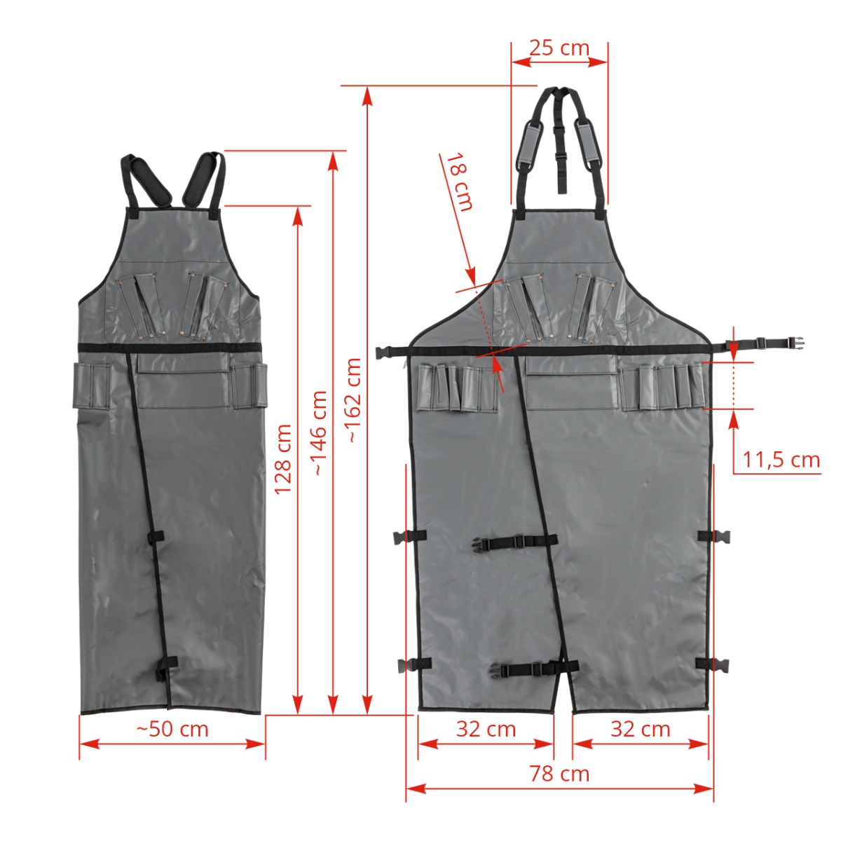 Șorț pentru tuns și tratarea copitelor, cu decupaj pentru picioare, 128 × 78 cm