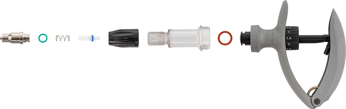 Componentele seringii HSW ECO-Matic cu atașament de furtun, 0,5–6 ml