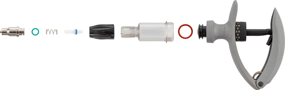 Componentele seringii HSW ECO-Matic cu atașament de furtun, 0,5–10 ml