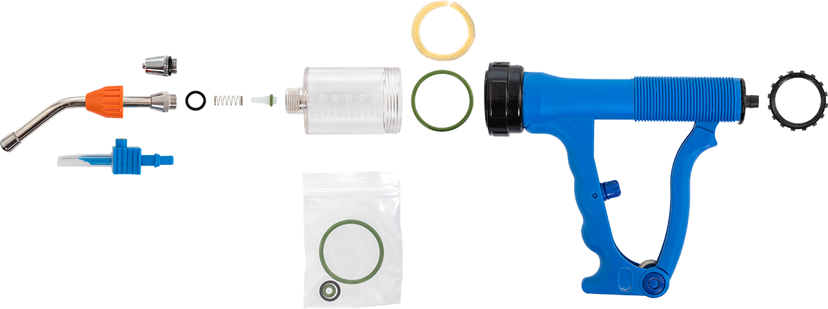 Componentele dozatorului tip Drencher, 50 ml