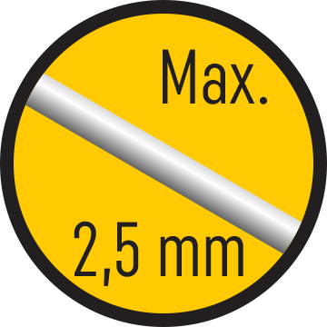 Sârmă max. 2,5 mm