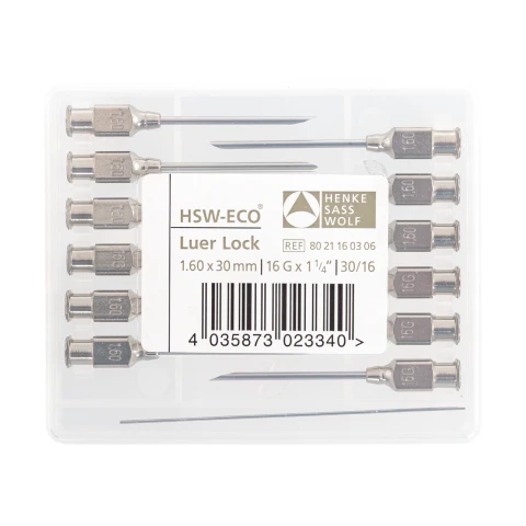 Canule HSW-ECO pentru seringi automate, Luer Lock, 1,6 × 30 mm, 12 buc.