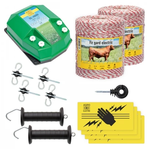 Pachet de bază gard electric 2000 m, 4,5 Joule, pentru animale domestice :: 2000 m