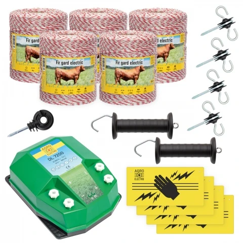 Pachet de bază gard electric 5000 m, 7,2 Joule, pentru animale domestice :: 5000 m