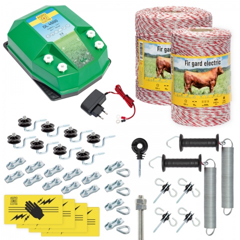 Pachet gard electric complet 1500 m, 4,5 Joule, 230 V, pentru animale domestice<br/>1.025 Lei<br><small>cd-45-1500-a</small>