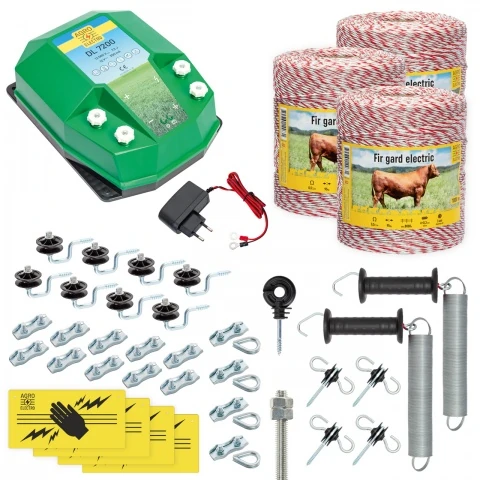 Pachet gard electric complet 3000 m, 7,2 Joule, 230 V, pentru animale domestice :: 3000 m
