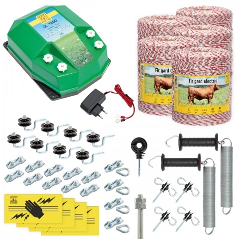 Pachet gard electric complet 5000 m, 7,2 Joule, 230 V, pentru animale domestice :: 5000 m
