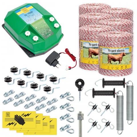 Pachet gard electric complet 6000 m, 7,2 Joule, 230 V, pentru animale domestice<br/>2535 Lei<br><small>cd-72-6000-a</small>
