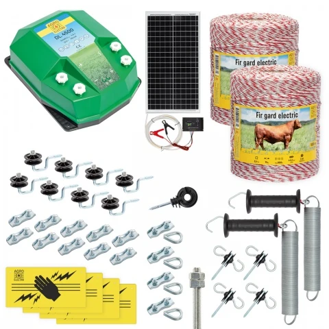 Pachet gard electric complet 2000 m, 4,5 Joule, cu sistem solar, pentru animale domestice :: 2000 m