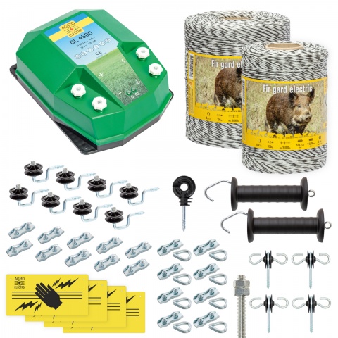 Pachet gard electric complet 1500 m, 4,5 Joule, pentru animale sălbatice<br/>1138 Lei<br><small>cw-45-1500-0</small>