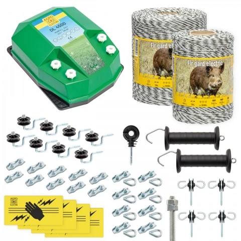 Pachet gard electric complet 1500 m, 4,5 Joule, pentru animale sălbatice :: 1500 m