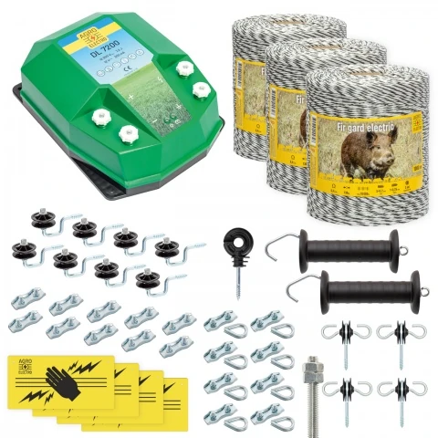 Pachet gard electric complet 3000 m, 7,2 Joule, pentru animale sălbatice :: 3000 m
