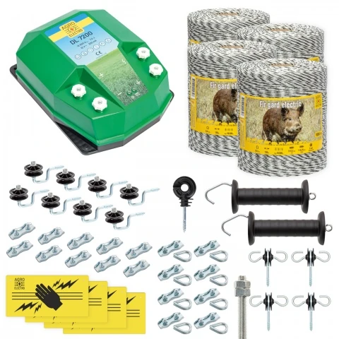 Pachet gard electric complet 4000 m, 7,2 Joule, pentru animale sălbatice :: 4000 m