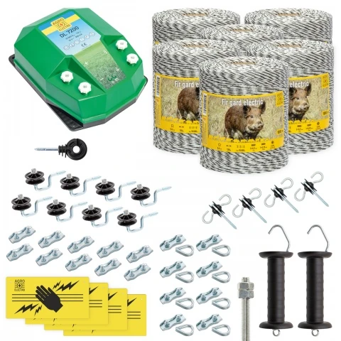 Pachet gard electric complet 6000 m, 7,2 Joule, pentru animale sălbatice :: 6000 m