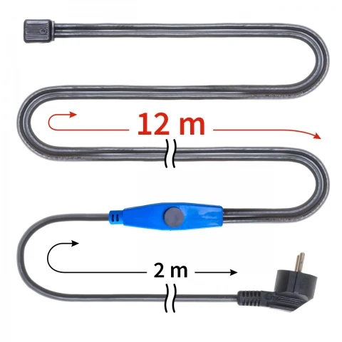 Cablu anti-îngheț cu termostat, 12 m