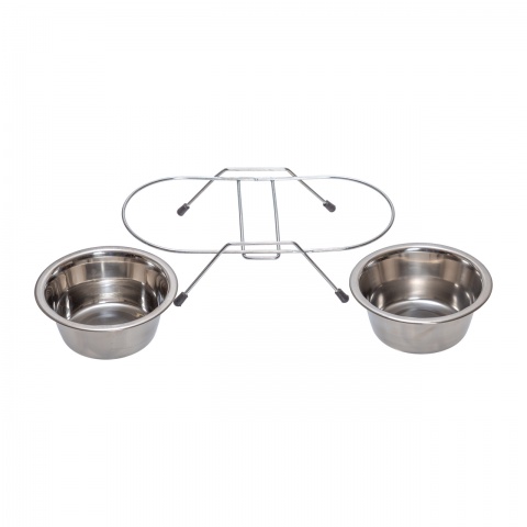 Set 2 castroane din inox pentru animale,  Ø13 cm, 450 ml