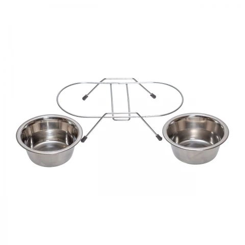 Set 2 castroane din inox pentru animale,  Ø13 cm, 450 ml
