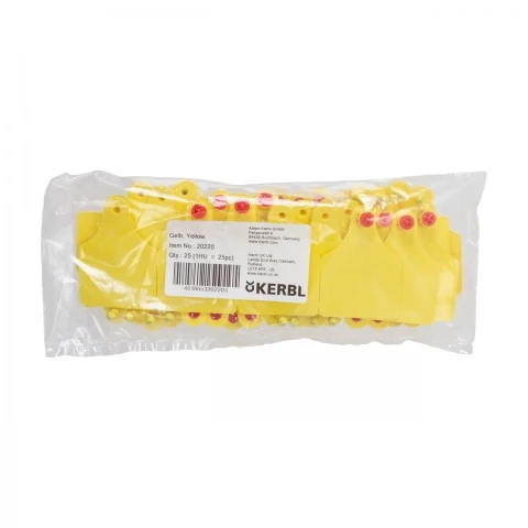 Set crotalii pentru bovine, FlexoPlus, galben, 5,5 × 8 cm, 25 perechi