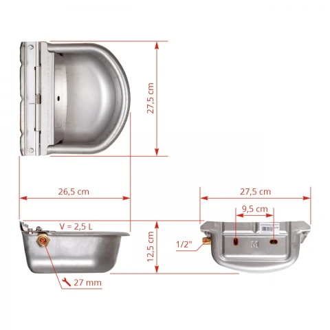 Adăpătoare automată din inox, 2,5 litri