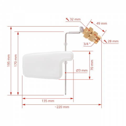 Supapă de rezervă cu plutitor, pentru adăpătoare anti-îngheț, 3/4"