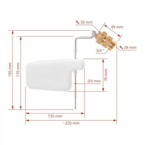 Supapă de rezervă cu plutitor, pentru adăpătoare anti-îngheț, 3/4"