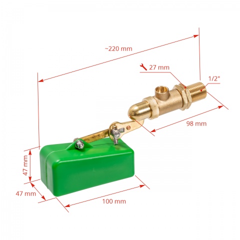 Supapă de rezervă cu plutitor, pentru adăpătoare, 1/2"