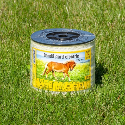 Bandă gard electric - 20 mm - 200 m - 90 kg - 0,4 Ω/m