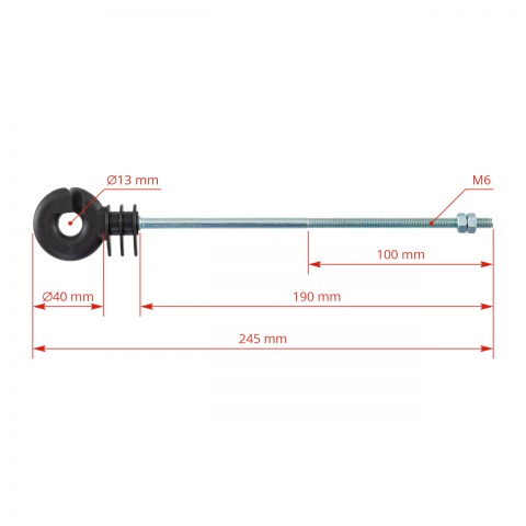 Izolator inelar lung, cu picior metric M6