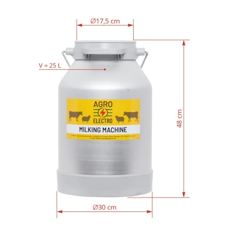 Bidon aluminiu pentru aparat de muls, 25 litri :: 25 litri