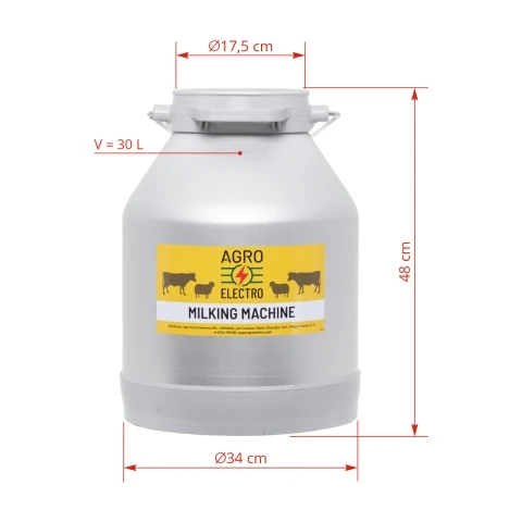 Bidon aluminiu pentru aparat de muls, 30 litri :: 30 litri