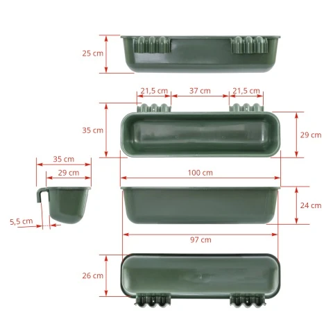 Castron plastic pentru hrana bovinelor, 100 × 35 × 24 cm, 42 litri