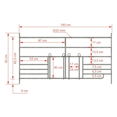 Panou pășune pentru oi, cu poartă de hrănire pentru miei 183 × 92 cm