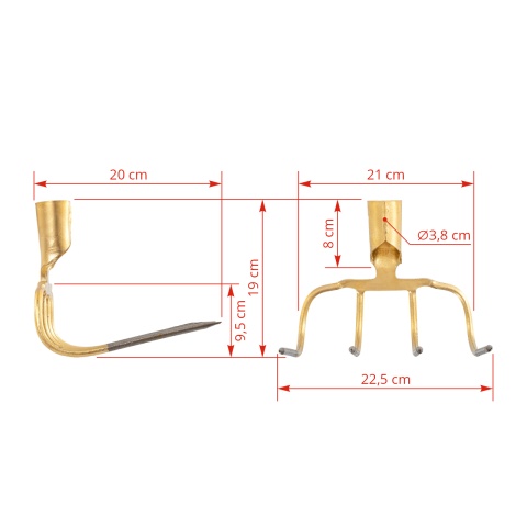Furcă pentru bălegar cu 4 coarne, curbat în 90 de grade, 22,5 × 20 cm