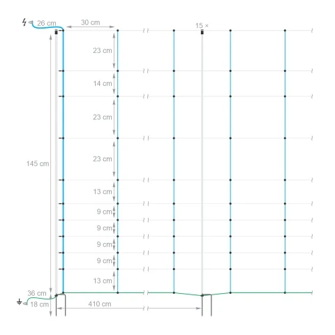 Plasă gard electric, TitanNet, 50 m × 145 cm