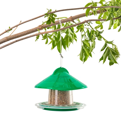 Hrănitoare suspendată pentru păsări, plastic verde