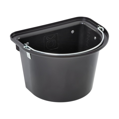 Găleată de hrănire pentru cabaline, cu dispozitiv de fixare și mâner, negru, 12 litri<br/>75 Lei<br><small>1499</small>