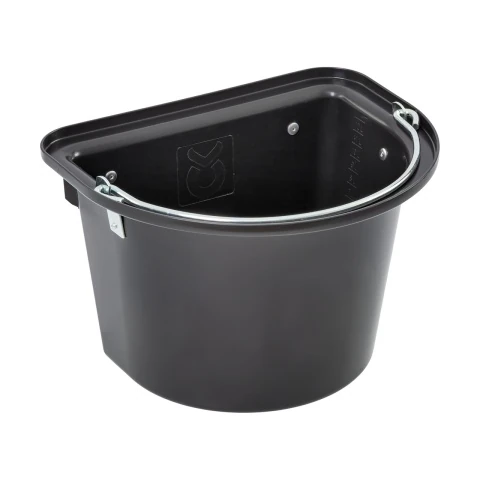 Găleată de hrănire pentru cabaline, cu dispozitiv de fixare și mâner, negru, 12 litri :: Negru
